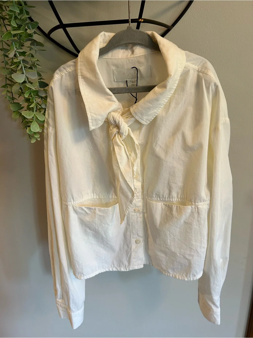 Zara Cream Cropped Button Down Shirt 11 / 12